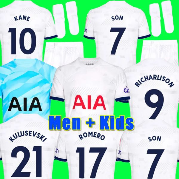 

22 23 24 kane son richarlison soccer jerseys pedro porro kulusevski hojbjerg away 2023 2024 perisic danjuma romero football kit shirt bentan, Black;yellow