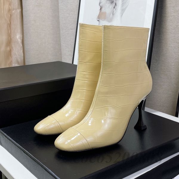 

women ankle boots fashion genuine leather stiletto high heels pumps runway outfit round toe female party dress booties shoes 41, Black;white