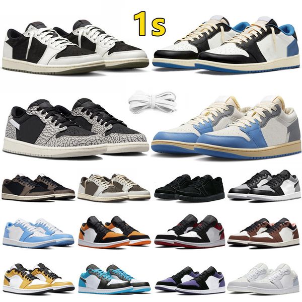 

jumpman 1 low 1s mens basketball shoes black cement reverse mocha olive black phantom mismatched multi pastel unc grey men women trainers sp