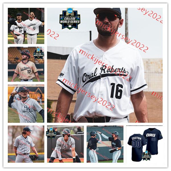 

oral roberts golden eagles baseball jersey isaac coffey ledgend smith aj archambo evan kowalski andrew roach cade denton 2023 cws oru jersey, Black