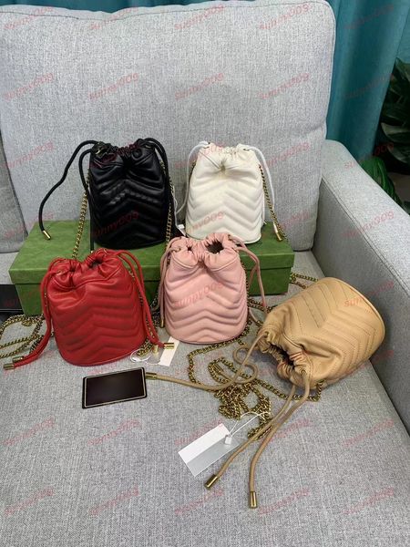 

5 colors mini bucket shoulder bag luxury chain cross body bags evening bag lady purse designer telescopic opening and closing