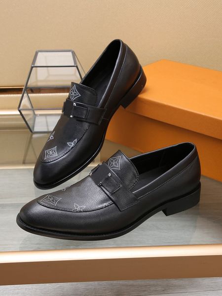 

2023 new men dress shoes genuine leather casual business loafers male brand designer fashion comfortable flats size 38-45, Black