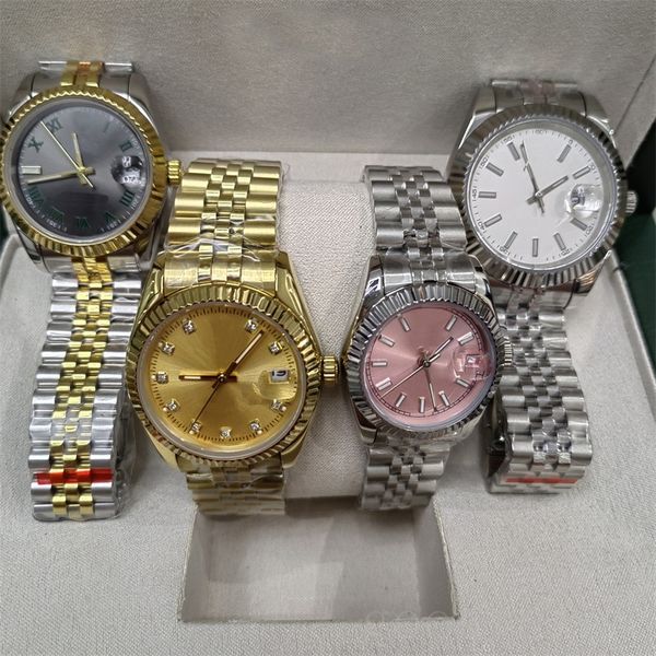 

2813 bling watch mens designer watches 36/41mm stainless steel strap reloj 126300 pink dial 28/31mm datejust womens watch holiday gifts xb03, Slivery;brown