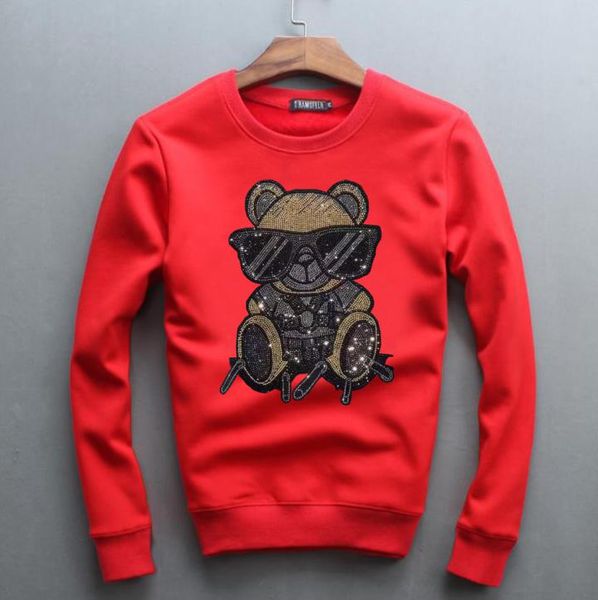 

anime fashion hoody long sleeve rhinestones designer sweatshirt for men diamond casual hoodies male, Black
