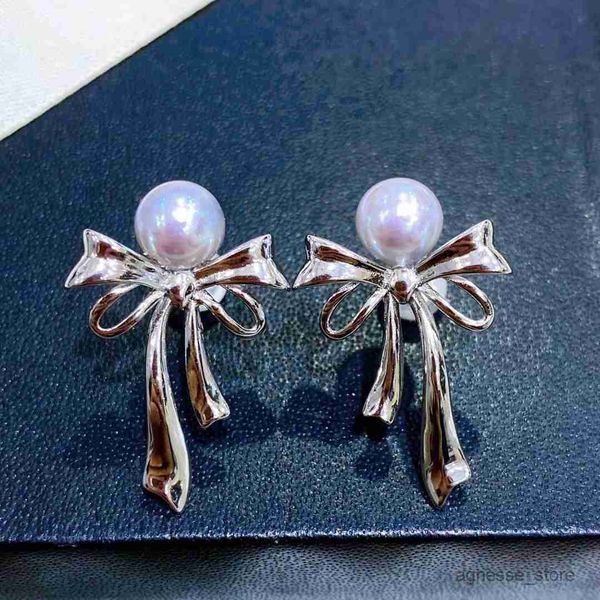 

stud diamondbox -jewelry earrings ear silver blue sterling silver ribbon 6.5-7 round charm gift idea girl r230619, Golden;silver