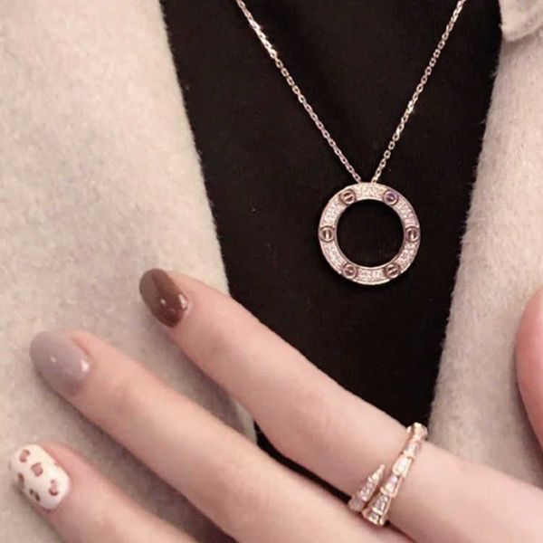 

high-quality 925 sterling silver necklace big pancake circle with diamonds fashionable and elegant daily wear classic c card style aa125, Black