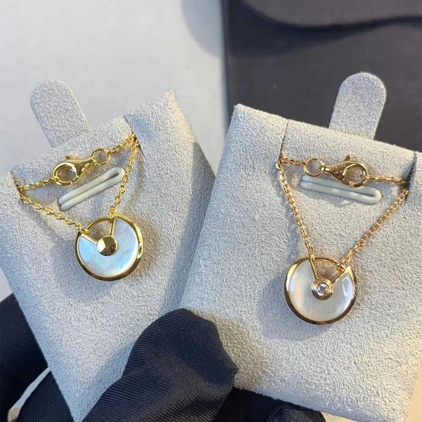 

o045 high-quality talisman necklace women's 18k rose gold white mother shell pendant collar chain simple luxury high grade niche design, Silver