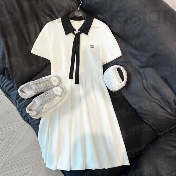 

plus size dresses designer polo collar dress skirts for women letter pocket short sleeve skirt vintage style ladies party kigk, Black