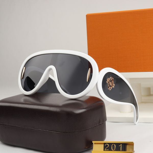 

23 luxury sunglasses new style one piece large frame sunglasses designer men's and women's vintage metal frame same style lw40108i, White;black