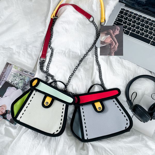 

day packs cartoon canvas bag new anime cute graffiti cartoon bag popular design women's chain messenger bag with logo