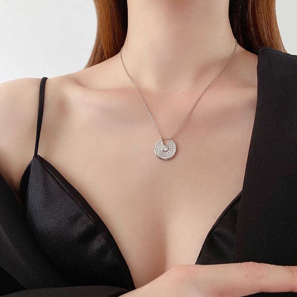 

internet celebrity cold loly high edition colorless full diamond carti same amulet necklace female collar chain brass j8wx, Silver