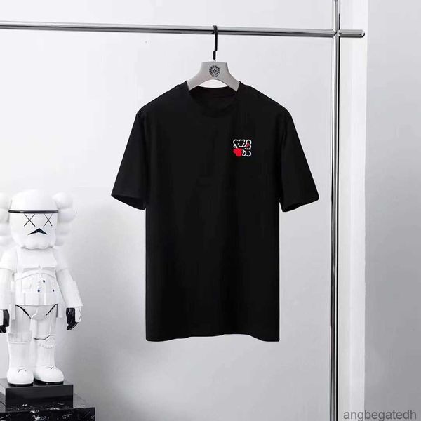 

2023 new style men's t-shirt fashion designer embroidery on the chest men's and women's high-quality casual short sleeves38ei, White;black