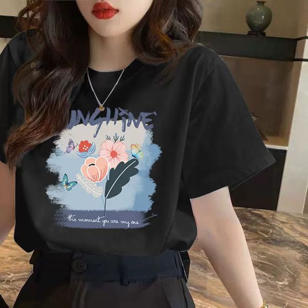 

women's t-shirt short sleeves tshirt designer t shirt lady hoodie letters printed cotton tee anine bing summer fashion women cresw neck, White;black