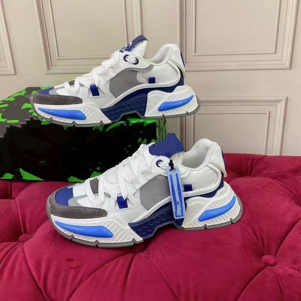 

luxury shoes men sneaker high platform shoe designer striped fashion retro leather men's trainer 07, Black