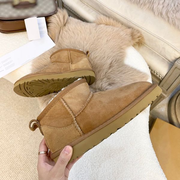 

ultra classic mini boot women boot designer australia woman ankle snow booties winter warm fur australian boots platform real leather brown, Black