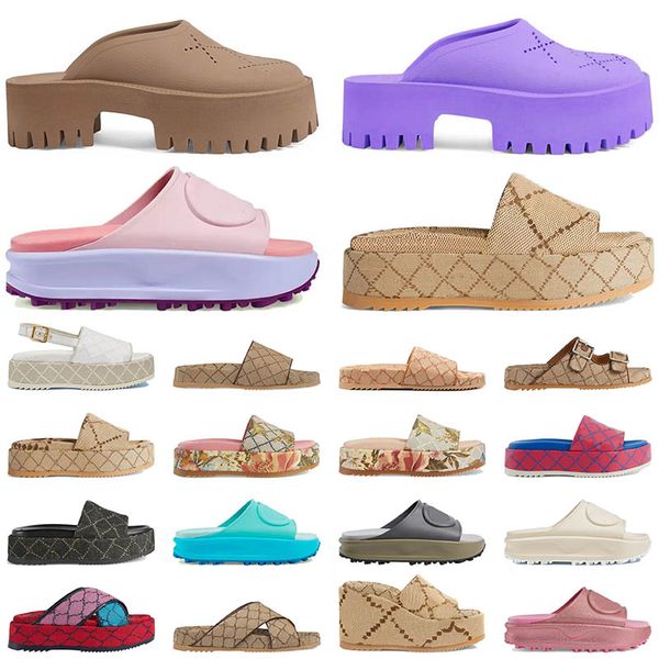 

luxury slippers slide brand designers mules women ladies hollow platform sandals women's slide sandal with lnterlocking g lovely sunny, Black