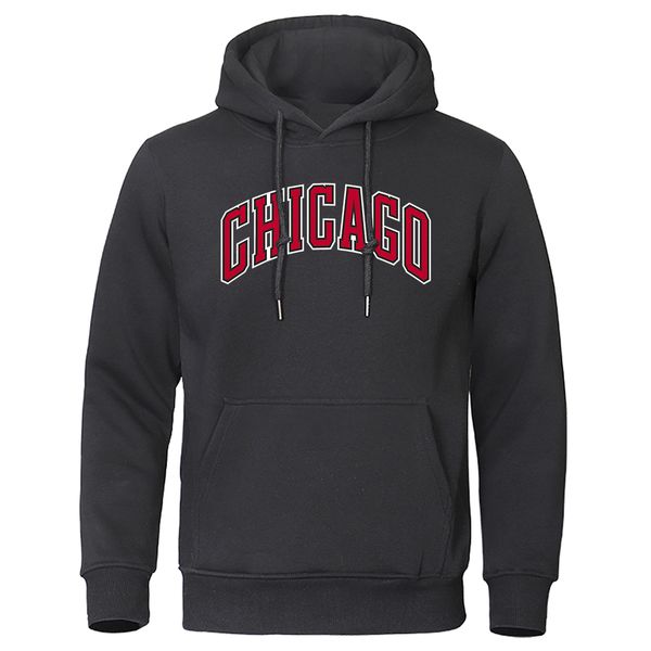 

chicago basketball uniform street printed hoodie men personality loose clothing pocket pullover hooded soft comfortable hoody, Black