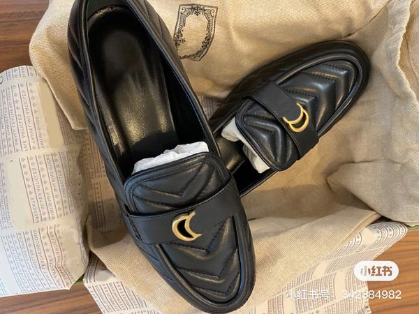 

2023 spring/summer fashion designer women's g dermis trend metal buckle slip-on small bee muffin platform loafers women's single s, Black