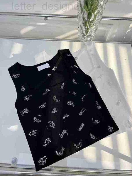 

women's tanks & camis designer 2023 fashion summer new women round neck sequin knitting vest sleeveless slim ladies 63ir, White