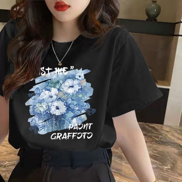 

women's t-shirt short sleeves tshirt designer t shirt lady hoodie letters printed cotton tee anine bing summer fashion women cresw neck, White;black
