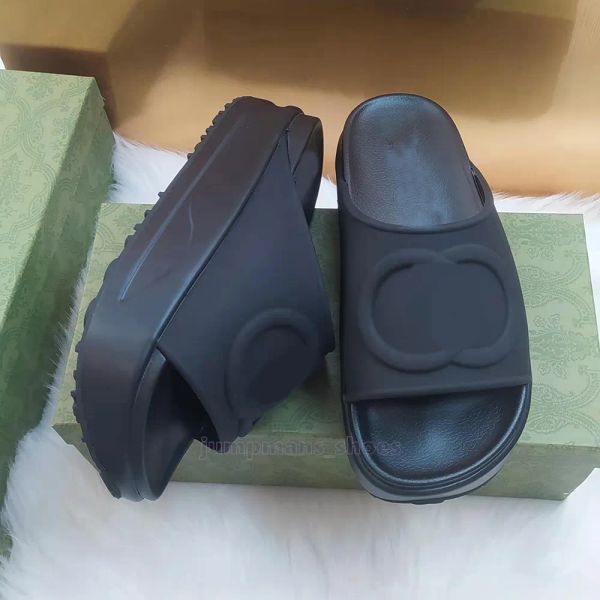 

slipper luxury designer sandal lady slides platform wedge rainbows ggity summer slippers for women men ladies brands dearfoam rubber bea ena, Black