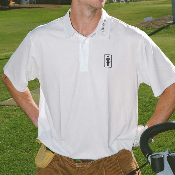 

men's polos malbon golf american co branded girl golf sports casual mesh breathable quick dry short sleeve t-shirt polo, White;black