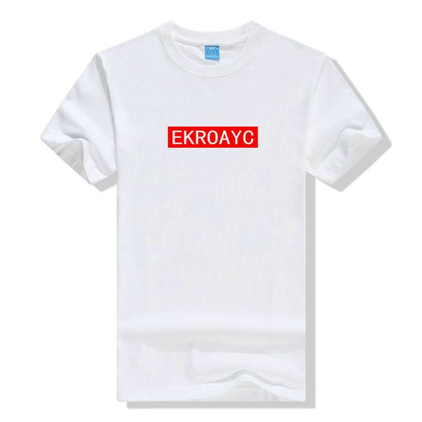 

men's cotton t-shirt with red letter logo summer collection tees, White;black