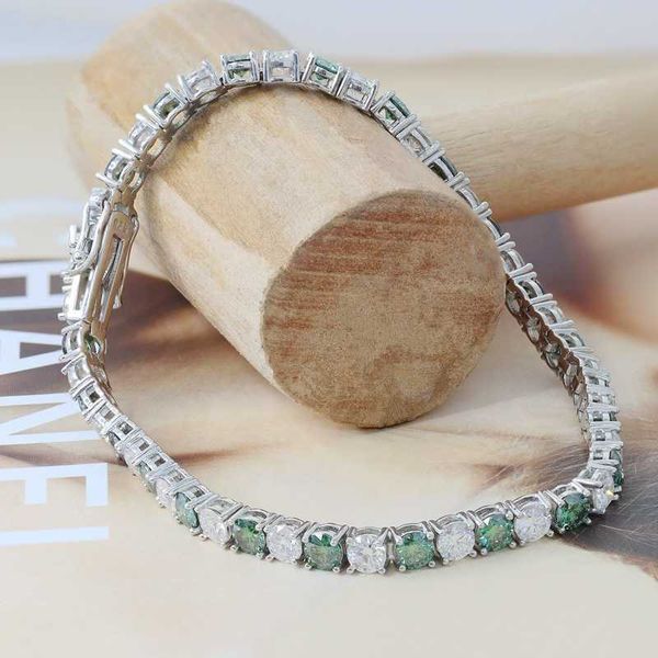 

pass diamond test vvs moissanite diamond tennis chain bracelet silver925 2mm 3mm 4mm 5mm white green moissanite hiphop chain, Silver
