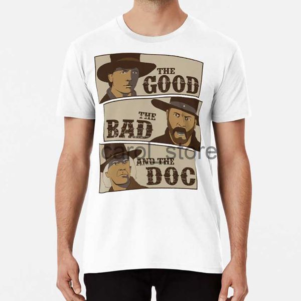 

men's t-shirts the good the bad and the doc t shirt back to the future marty doc brown emmett brown biff tannen mad dog j230619, White;black