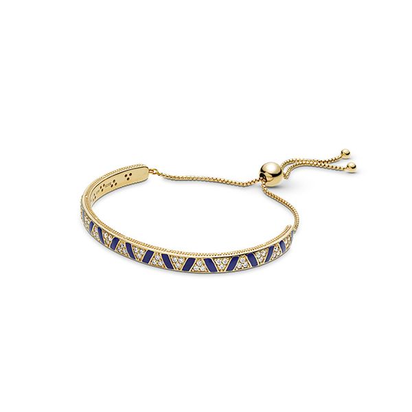 

blue stripes and stones slider bracelet for pandora sparkling crystal diamond wedding jewelry designer bracelets for women luxury gold brace, Black