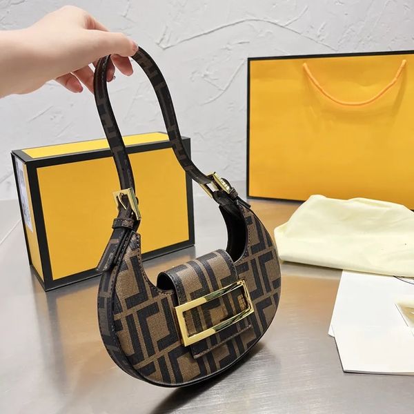 

new half moon evening bags underarm bag women small totes cosmetic handbag genuine leather fashion shoulder purse with box