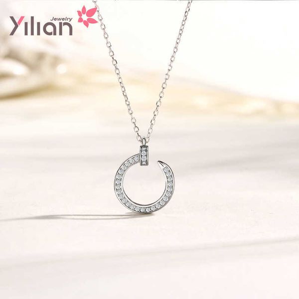 

selling funds elaine jewelry s925 sterling silver nail full diamond necklace fashion light luxury pendant small design sense collar chain, Black