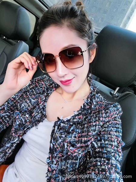 

new trend fashion metal thin leg box g little bee frameless sunglasses, White;black