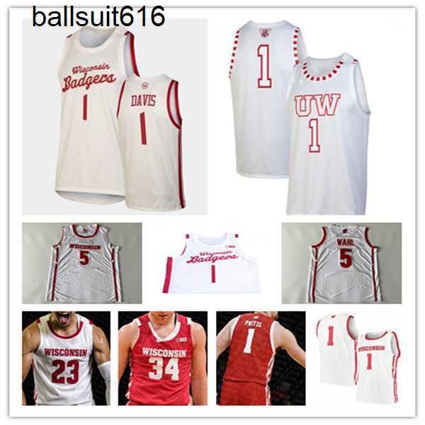 

2022 ncaa basketball wisconsin badgers jerseys johnny davis brad davison jahcobi neath tyler wahl steven crowl chucky hepburn lorne bowman i, Black;red