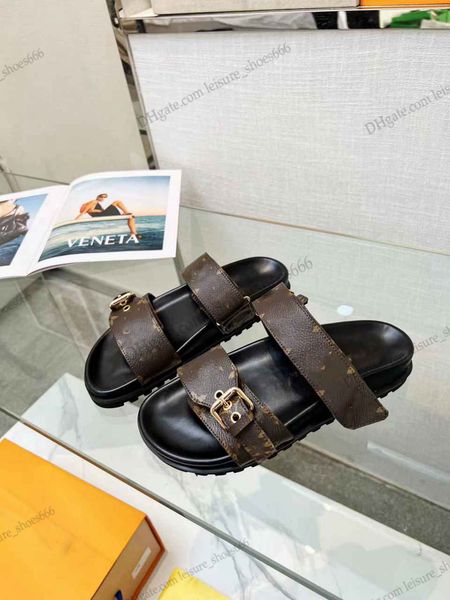 

slippers sandals designer bom dia slides sandals summer flats real leather platform shoes ladies beach effortlessly stylish slides 2 straps, Black