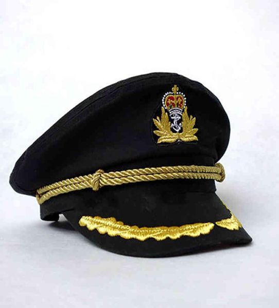 

men hats sailor captain hat black white uniforms costume party cosplay stage perform flat navy military cap for women2393112, Silver