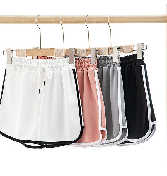 

women's sport summer shorts high waisted yoga pants loose gym wear, White;black