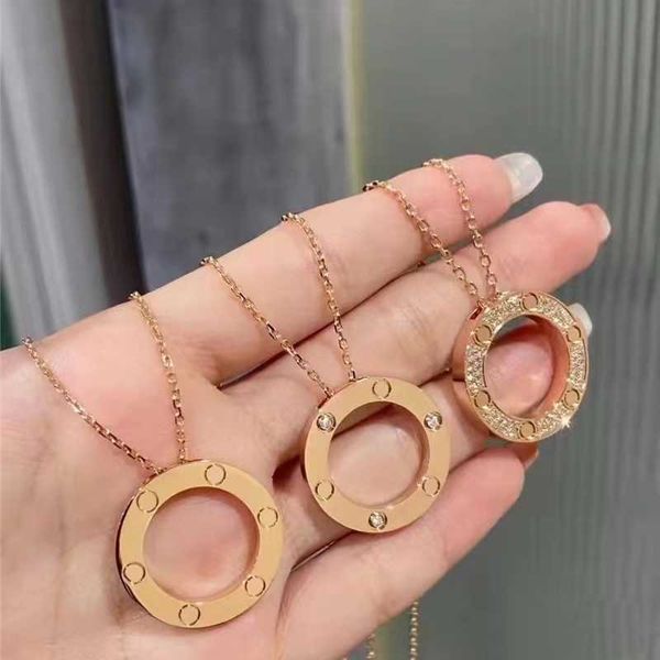 

counter quality new cnc big pancake necklace original buckle v gold circle xiao zhan same full diamond sweater, Silver