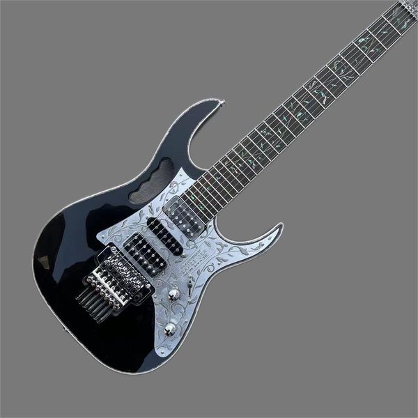 

the band played popular seven-string ltd electric guitars, high-gloss solid wood, black shell bindings, and realistic pictures