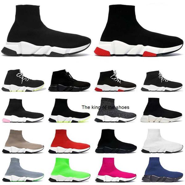 

speed trainer mens sock shoes women high low sneakers triple black white beige clear sole fashion casual tennis shoe jogging walking