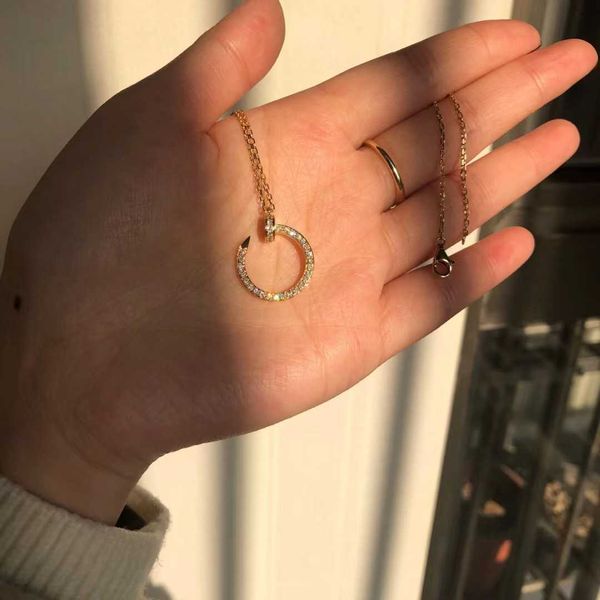 

designer new c card seiko nail necklace women's 18k rose gold set chain full diamond collar light luxury versatile commuter accessories, Silver