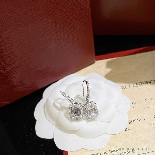 

stud luxury destinee charm earrings designer s925 sterling silver square charm earrings for brides wedding jewelry gift with r230619, Golden;silver