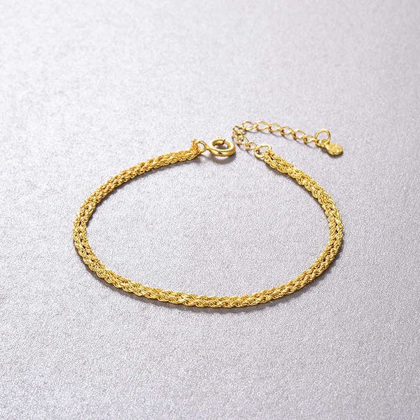 

s925 sterling silver simple retro knot design chain 18k gold plated bracelet women