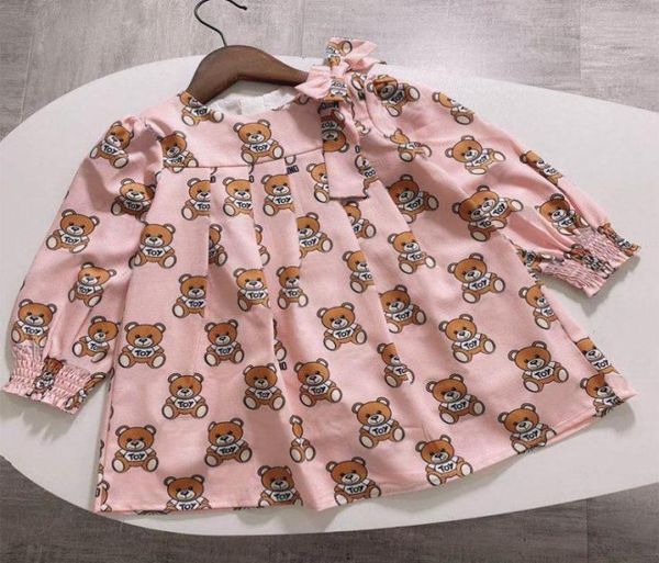 

brand kids girl clothes longsleeved bear print dress baby girl princess dress 210 year cartoon letter styles clothing7267107, Red;yellow