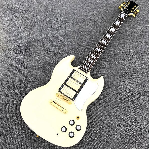 

custom shop, sg400 electric guitar, 22 frets, 3 piece pickup, gold hardware, ing