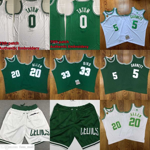

mitchell and ness authentic stitched basketball 0 jayson tatum jerseys retro green kevin garnett larry bird ray allen 1997-98 real stitched, Black;red
