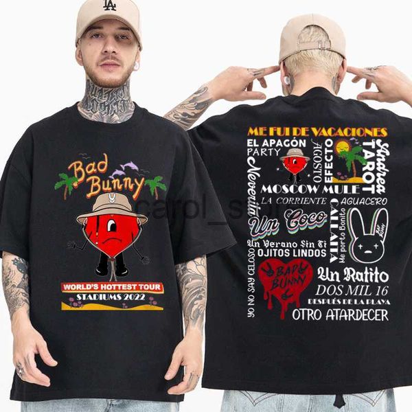 

men's t-shirts bad bunny un verano sin ti graphics t shirt hip hop t shirts music album double sided print short sleeve tees oversized, White;black