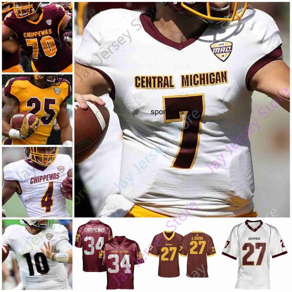 

cutom central michigan football jerey ncaa college eric fiher antonio brown (a.brown) quinten dormady david moore jonathan ward, Black
