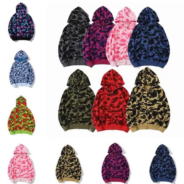 

designer shark full zip hoodie crazy face jacket big abc felpa camo grid hoody men women zipper sudadera autumn winter jogger sportwear loos, Black