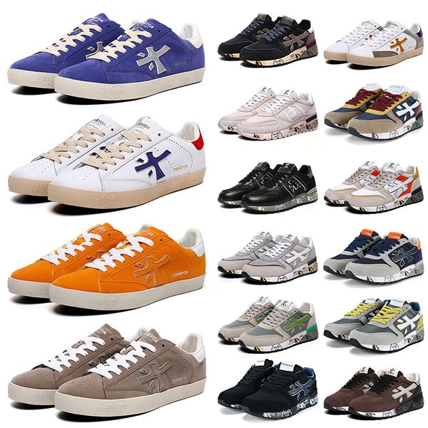 

2023 luxury italy brand sneakers premiata shoes men premiatas steven genuine training shoe layer leather cowskin mick lander black blue outd